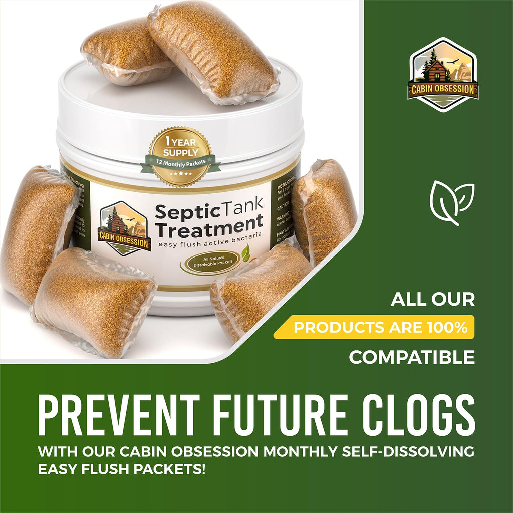 Septic System Drain Field Cleaner (32 oz) - Professional Strength Concentrated Shock Septic Treatment to Open Clogs in the Septic Leach and Drain Field - Prevent Backups and Overflows