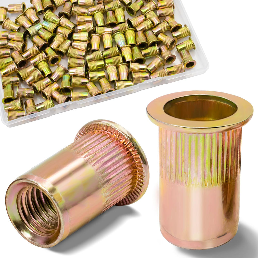 Vifmy M6-1.0 Rivet Nut, 115Pcs Zinc Plated Threaded Inserts Rivnuts