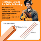 15pcs Brazing Rods AWS BCuP-5 15% Silver Solder Phos Copper Brazing Alloy Flat Welding Rods 0.050"x1/8"x10" for HVAC, Refrigeration, and Industrial Applications