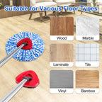 Mop Head Replacement Compatiable with Ocedar RinseClean 2-Tank System, Mircofiber Mop Heads Refill and Scrub Brush for O Cedar Rinseclean Spin Mop, 6 Pack Mop Refills & 2 Scrub Head for Floor Cleaning