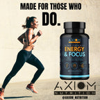 Axiom Nutrition Energy and Focus - Extra Strength 200mg Caffeine and Lions Mane Mushroom Supplement, 60 Capsules - with Alpha GPC, L-Theanine, L-Tyrosine to Support Brain Function and Concentration