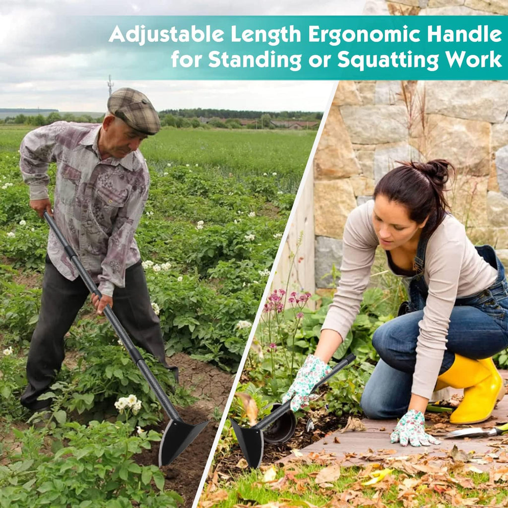 Lcokeiy Triangle Hoe, Metal Garden Hoe for Weeding Long Handle 60", Gardening Hand Hoe Garden Tool Heavy Duty for Digging, Cutting and Loosing Soil