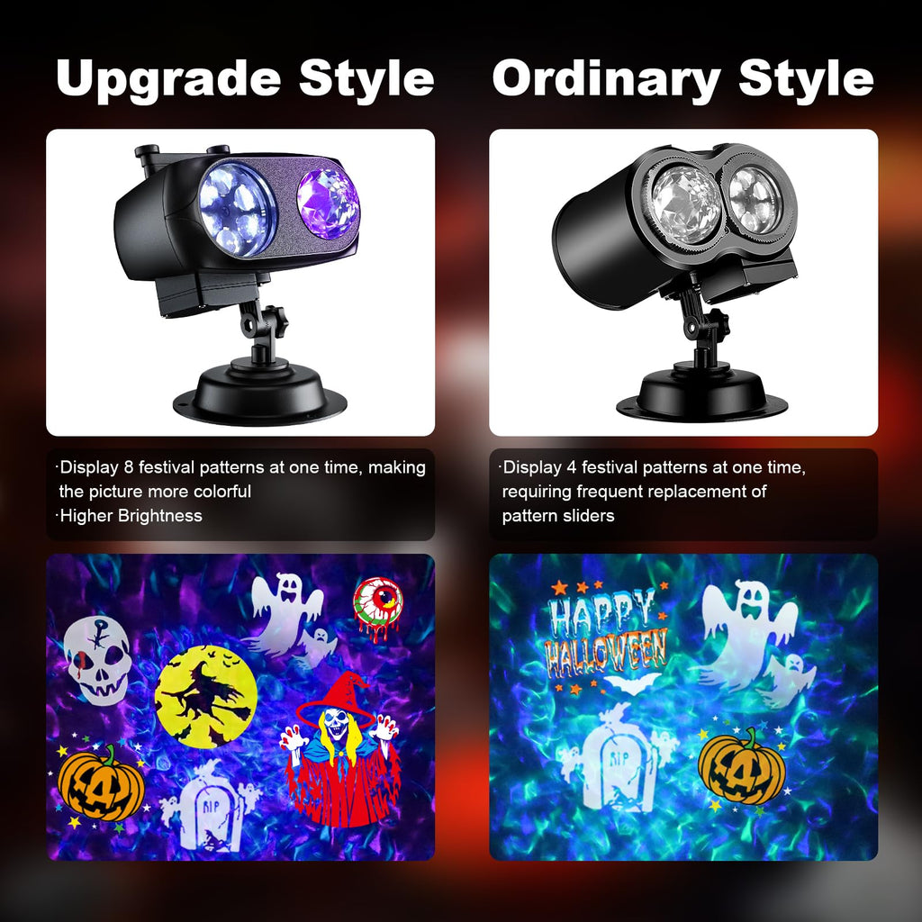 2026 Upgraded Halloween Projector, 8 Patterns (Ocean Wave & Patterns),8 Theme Waterproof Holiday Projector with Remote for Halloween,Christmas,Happy New Year