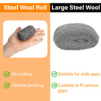 Alabrocon Bulk Steel Wool Roll Kit, Steel Wool 0000 15PCS, 15 Pack × 1.6FT