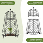 TAOMENNI 6 Packs Garden Cloches for Plants, Plant Protectors from Animals, Chicken Wire Cloche, Plant Cloche and Cage, Protection for Your Plants and Seedlings, 13" D x 20" H - Black