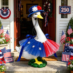 250 Anniversary 4th of July Porch Goose Outfits, 2-Piece Flower Hat Star Skirt for 17" & 23" Lawn Goose Decor, Independence Day Lawn Goose Costume for Garden Resin Porch Goose Decorations