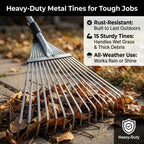 RISETEX Leaf Rake with 53 Gal Leaf Bags, Expandable Heavy Duty Metal Set