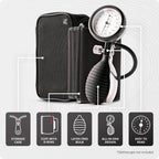 Greater Goods Sphygmomanometer – Adult Manual Blood Pressure Cuff, Wide-Range Fit (8.7”–16.5”), Latex-Free, for Nursing Students & Home Use, Portable BP Cuff with Carrying Case (Onyx Black)