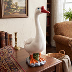 20" Large Porch Goose Statue Decor, White Lifelike Resin Goose Sculpture