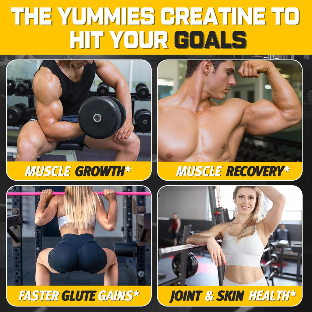 (180 Count) Creatine Monohydrate Gummies for Men & Women - Creatine Pre Workout Gummies for Muscle Builder, Muscle Strength, Recovery, Endurance, Energy, Creatine for Women & Men, Vegan, Mixed Berry