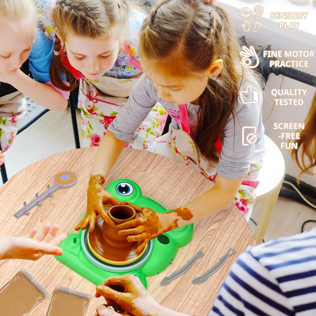 Pottery Wheel for Kids, Pottery Painting Craft Kit Sensory Toy Gift Girl 6+