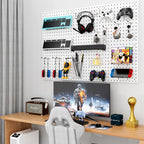 Daanxw Peg Board Kit, Includes Pegboard and Accessories,with Hooks and Bins,Peg Board Wall Organizer for Office,Ornaments Display,Crafts Organization (66, White)