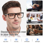 MARE AZZURO Oversized Square Reading Glasses +1.0 Men Large Readers Big Face 1.0 1.25 1.5 1.75 2.0 2.25 2.5 2.75 3.0 3.5 4.0 5.0 6.0 (Black, 1.00)