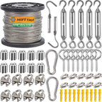 Roxanned 1/16" Wire Rope Kit, 165ft 304 Stainless Steel Cable 7x7 Strand Core, Vinyl Coated Aircraft Cable with Turnbuckle | Easy Install for Outdoor String Lights Hanging, Garden, Craft & Support