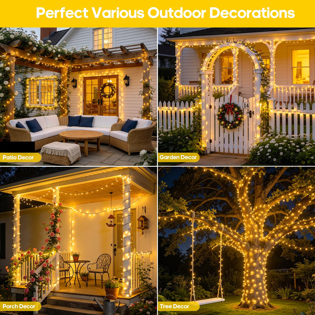 JMEXSUSS 2 Pack Solar String Lights Outdoor, Total 400LED 151FT, Warm White