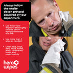 Hero Wipes Body Wipes Remove 98% Of Carcinogens, Ash, Soot, Smoke, Toxins - 48ct Extra Thick Durable 10x9 inches Firefighter Wet Wipes Per Pouch