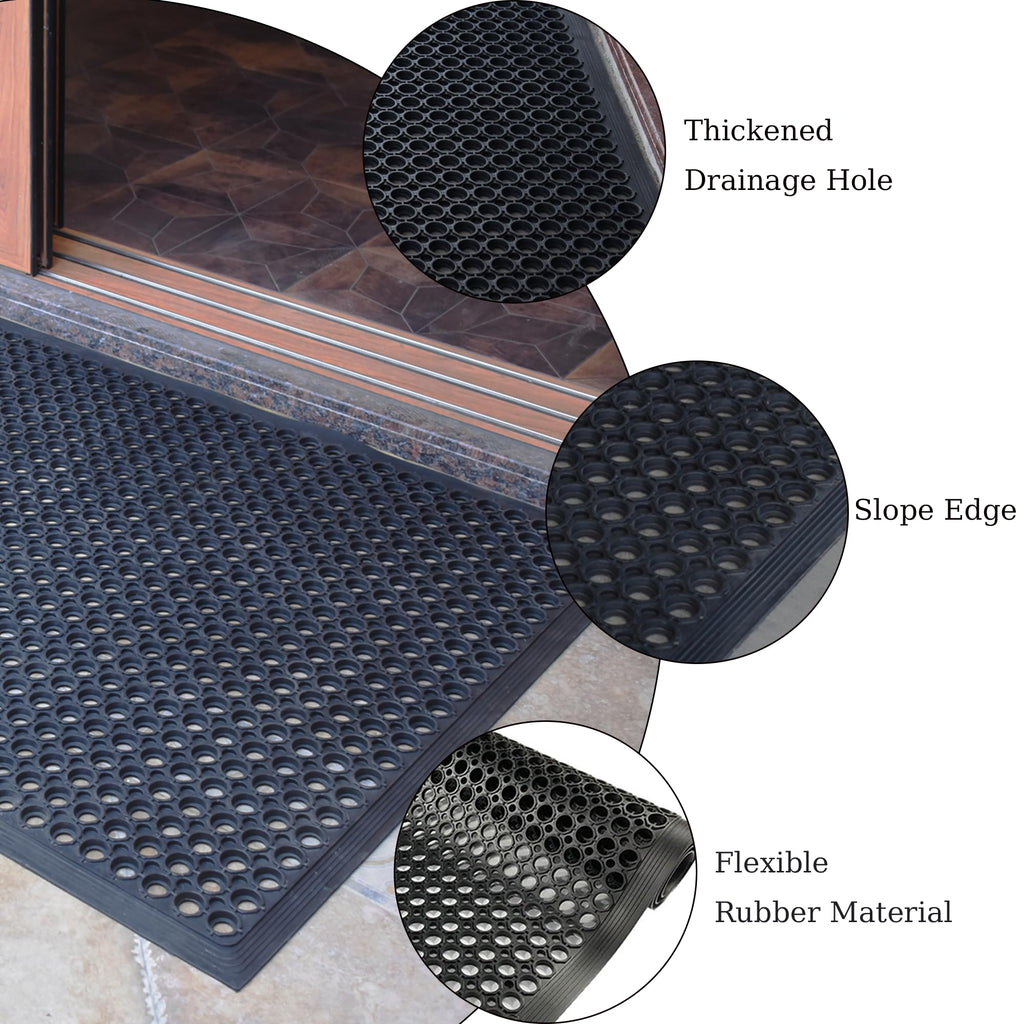 OrangeStar 4-Pack Anti-Fatigue Rubber Floor Mat 24"x36"