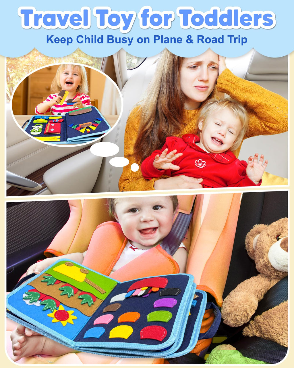 Exorany Busy Board Montessori Toys for Toddler Boy Birthday Gift Busy Book