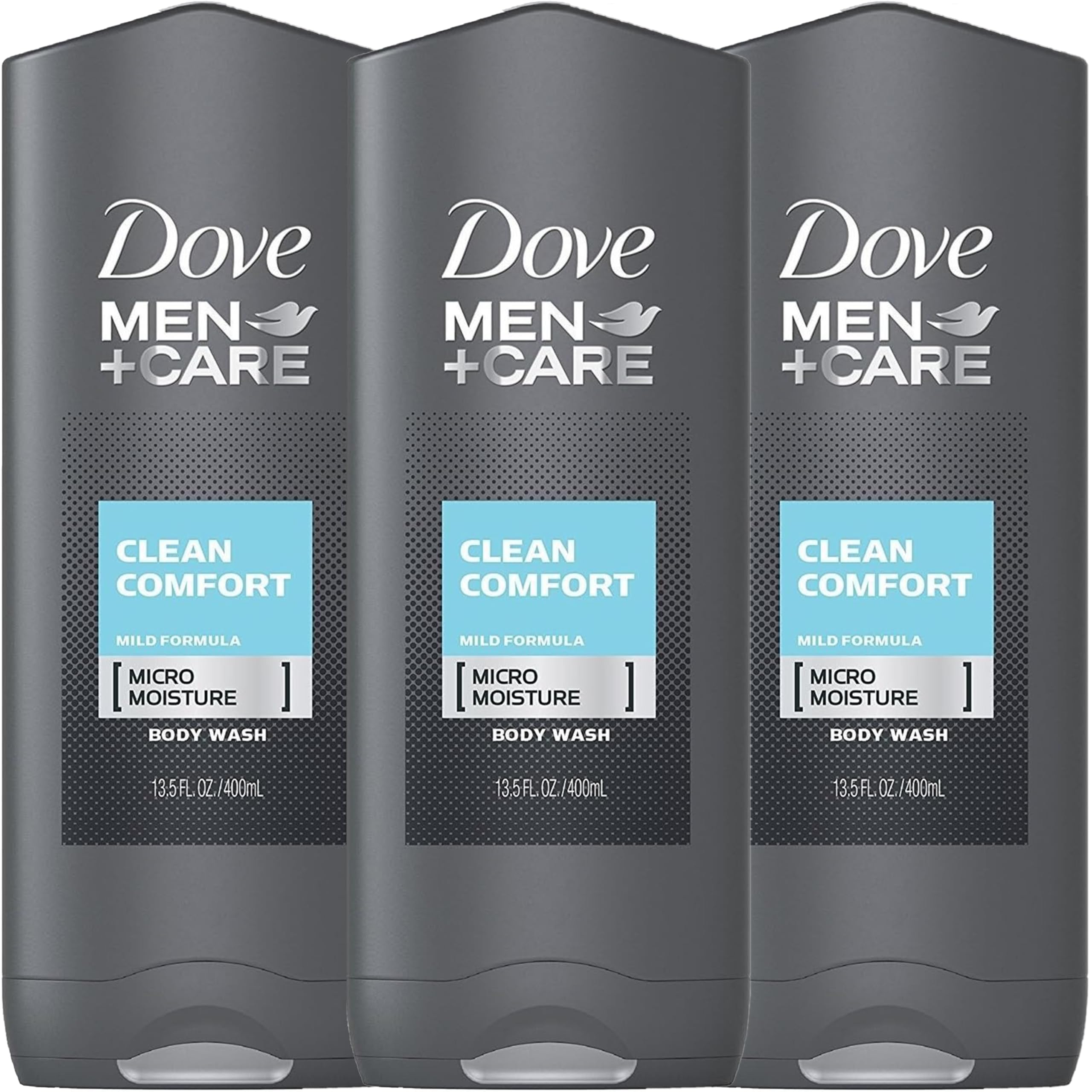 Dove Men + Care Body & Face Wash, Clean Comfort 13.50 Oz (Pack Of 3), 2.16 Lb