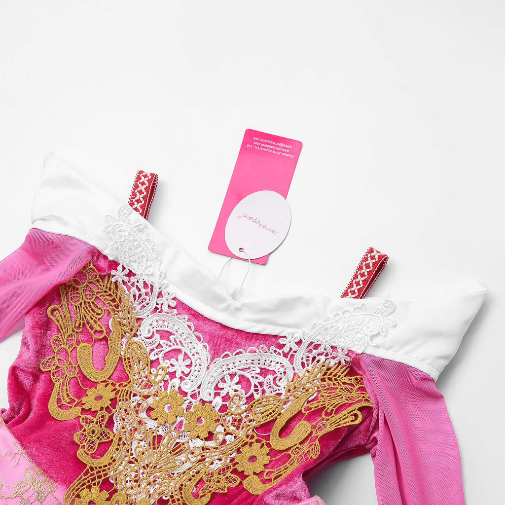JerrisApparel Girls Pink Princess Costume Halloween Cosplay Party Dress up (Pink with Accessories, 4T)