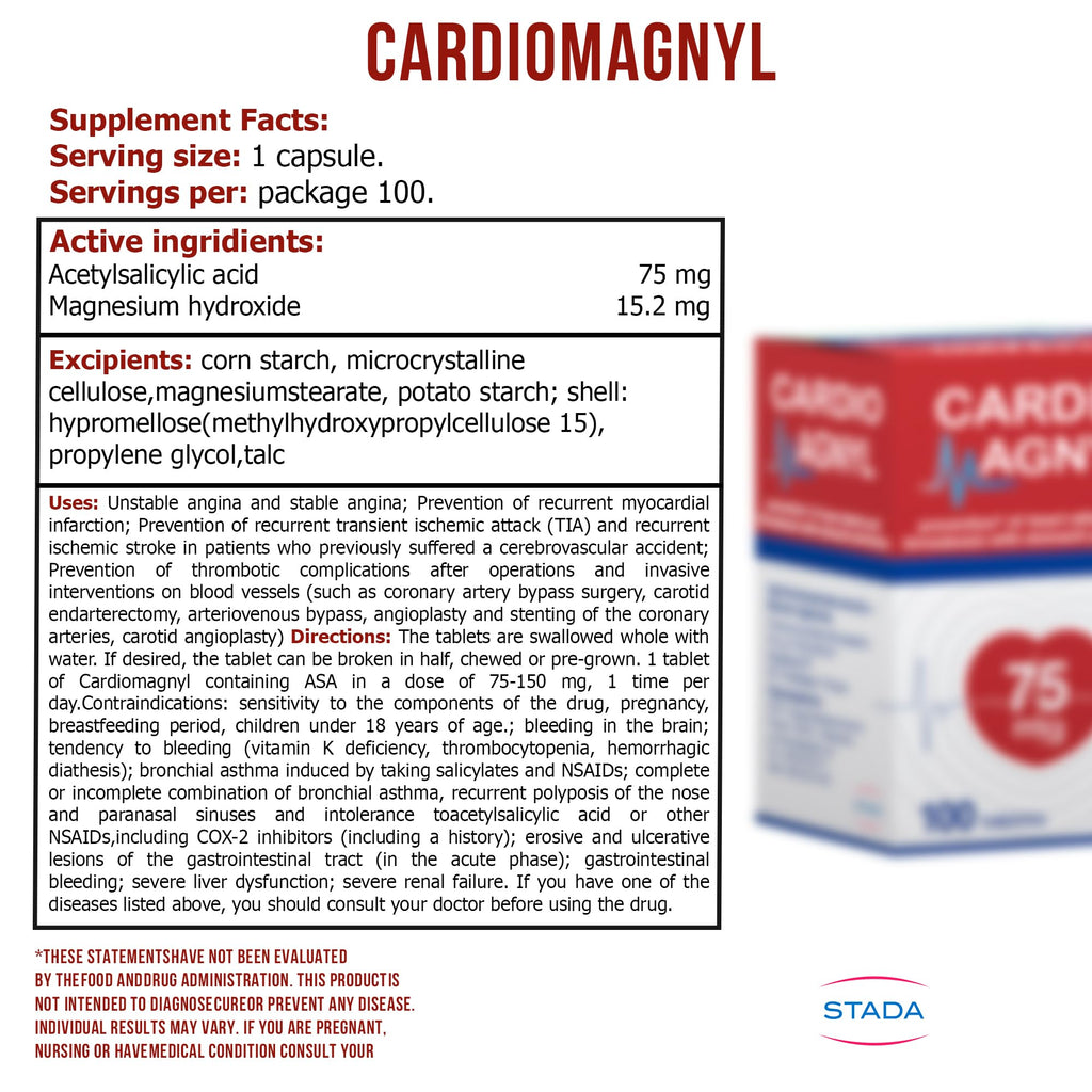 KOVCHEGART 3 Packages Cardiomagnyl 1Pack 100 pcs 75 mg