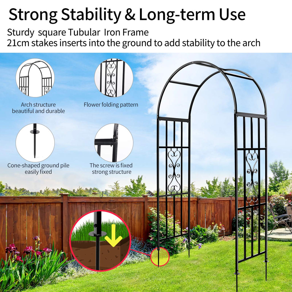 SCENDOR Garden Arbors, Curved Metal Endurable Iron Trellis Plants Stand Use for Outdoor Garden Arbor Climbing Plants Wedding Arches Ceremony