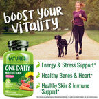 NATURELO One Daily Multivitamin for Women w/Vitamin B12, 240 Ct, Energy Support, Whole Food Daily Women Multivitamin Supplement, Nourish Hair/Skin/Nail, Non-GMO, No Soy, Gluten Free, 8 Month Supply