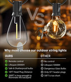 Tenmiro 200FT LED Outdoor String Lights with Remote, 74+2 Shatterproof Bulbs Dimmable Timing 3 Light Modes Outside Patio Lights for Backyard Porch Deck Garden Balcony Pool party Hanging Lighting Decor