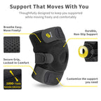 Bracoo Adjustable Compression Knee Patellar Pad Tendon Support Sleeve Brace for Men Women - Arthritis Pain, Injury Recovery, Running, Workout, KS10 (Black)