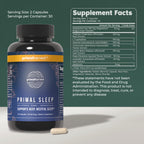 Primal Harvest Primal Sleep Support Supplement for Adults with Melatonin, GABA, Valerian Root, L-Tryptophan, Magnesium Bisglycinate Chelate, and Chamomile for Deep Restful Sleep