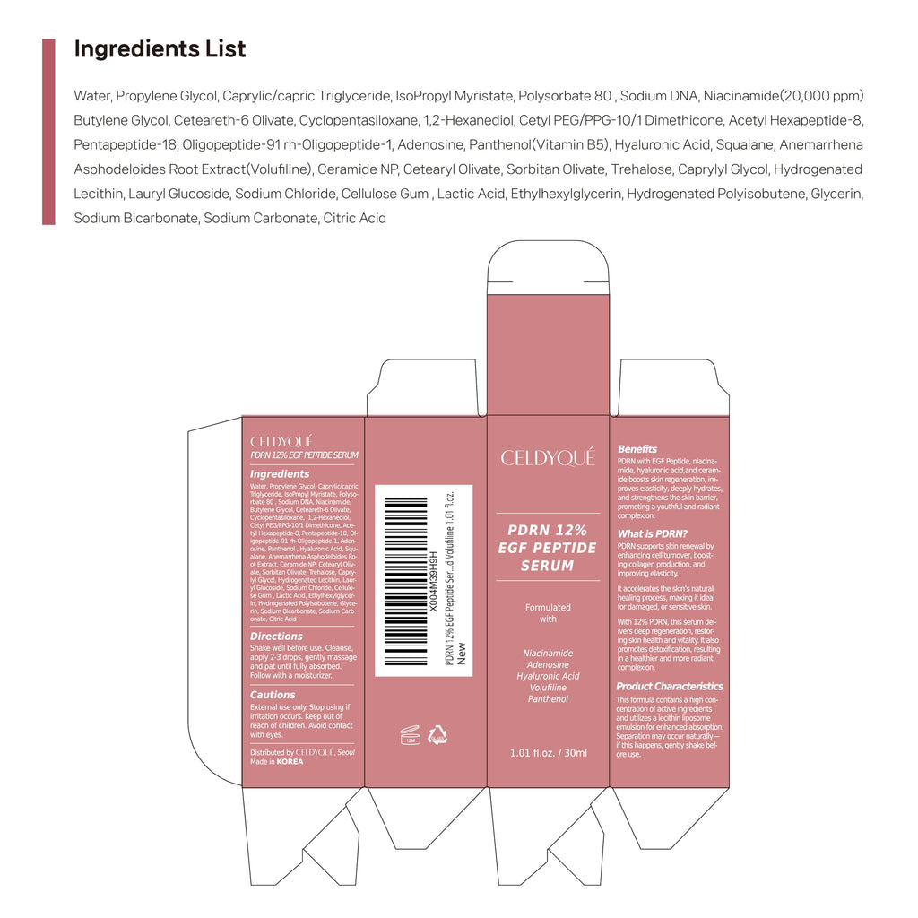 Salmon DNA PDRN 120,000 ppm EGF Peptide Microneedling Serum w/Volufiline, Phyto PDRN 12%, Growth Factor - Anti-Aging Face Serum with Niacinamide, Hyaluronic Acid 1 Fl Oz Korean Skincare
