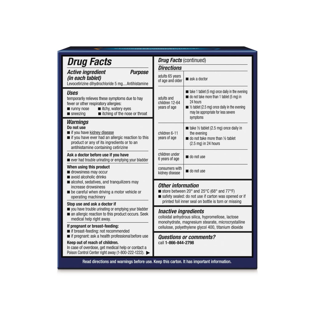 Xyzal 24 Hour Allergy Relief Medicine, Original Prescription Strength Antihistamine, Levocetirizine Dihydrochloride Tablets, 5 mg, 80 Count