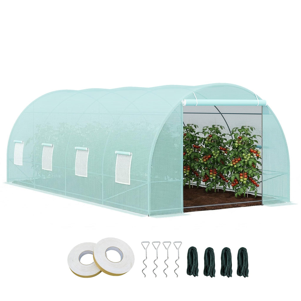 Outsunny 20' x 10' x 7' Walk-in Tunnel Greenhouse Zippered Door Green