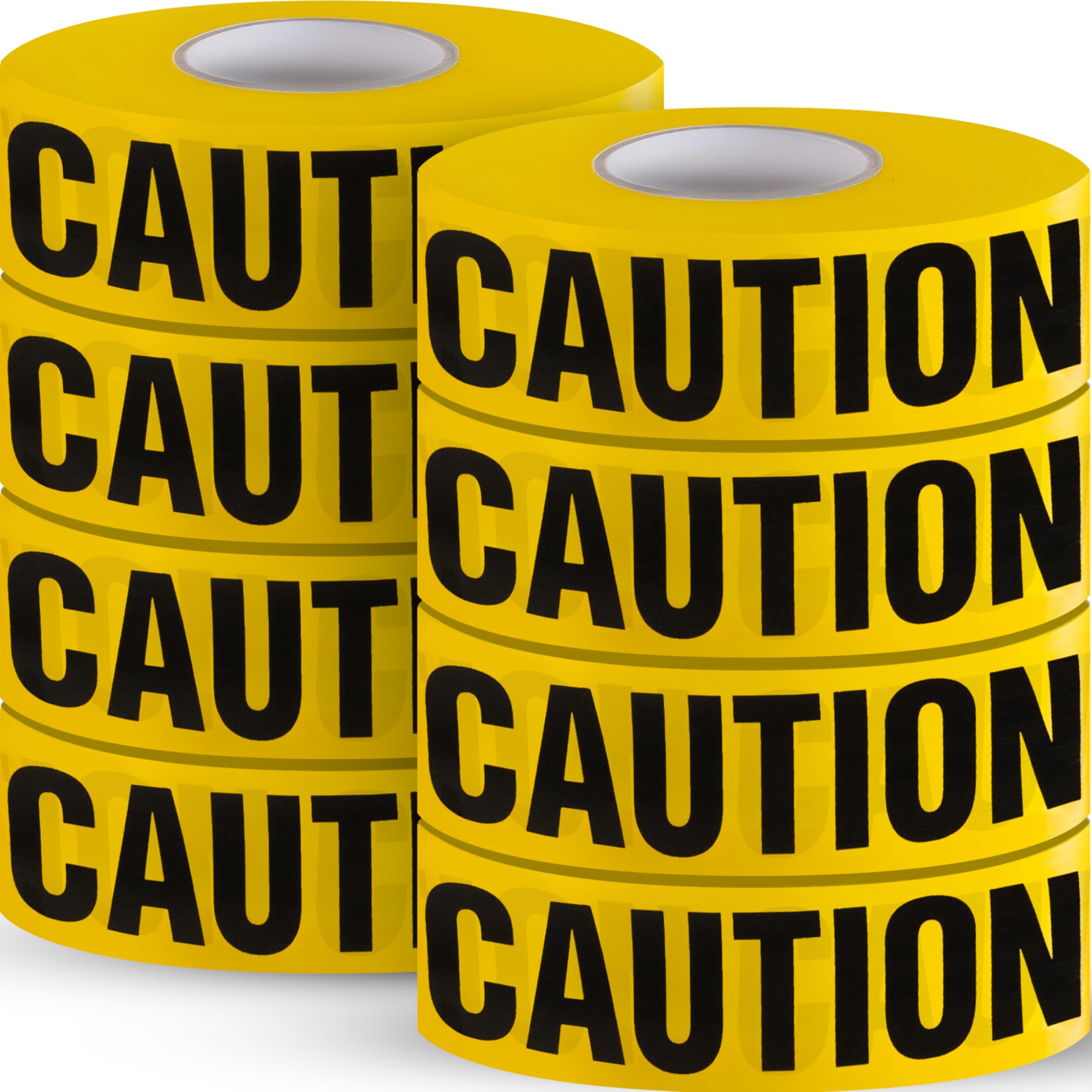 TAPEWELL Premium Yellow Caution Tape Roll, 3 Inch X 1000 Feet, Pack of 8 Bright Yellow Construction Tape for Danger/Hazardous Areas (Total of 8000 Feet)