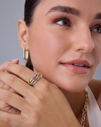 PAVOI Two-Toned Interlocked Statement Ring - White & Yellow