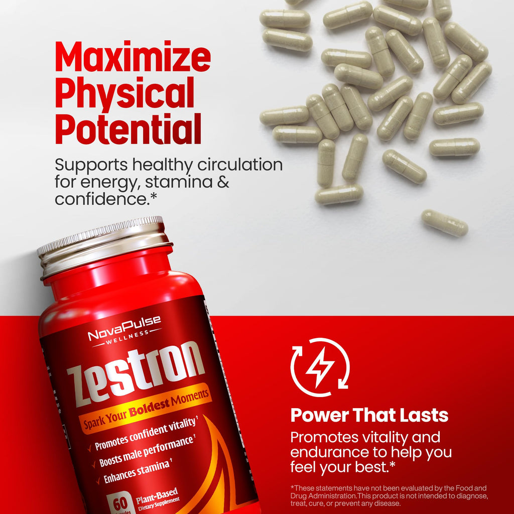 Male Enhancing Supplement Fast Acting Enlargement Pills for Men - Enhanced Size, Drive, Blood Flow, Libido, Testosterone Booster, Strength, Endurance - Boost Performance & Confidence - 60 Capsules