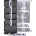 Trailoom Microfiber Workout Towels - Quick Dry, Highly Absorbing, Odor-Free, for Men & Women - Gym Sweat Sports Towel for Hot Yoga, Tennis, Running, Exercise, Working Out, Camping, Set of 5 Dark Gray