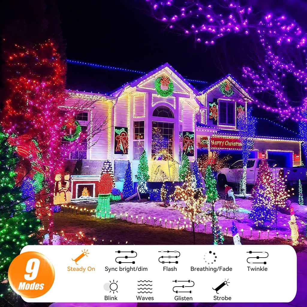LitHome Color Changing Christmas String Lights Connectable, 66Ft 200 LED
