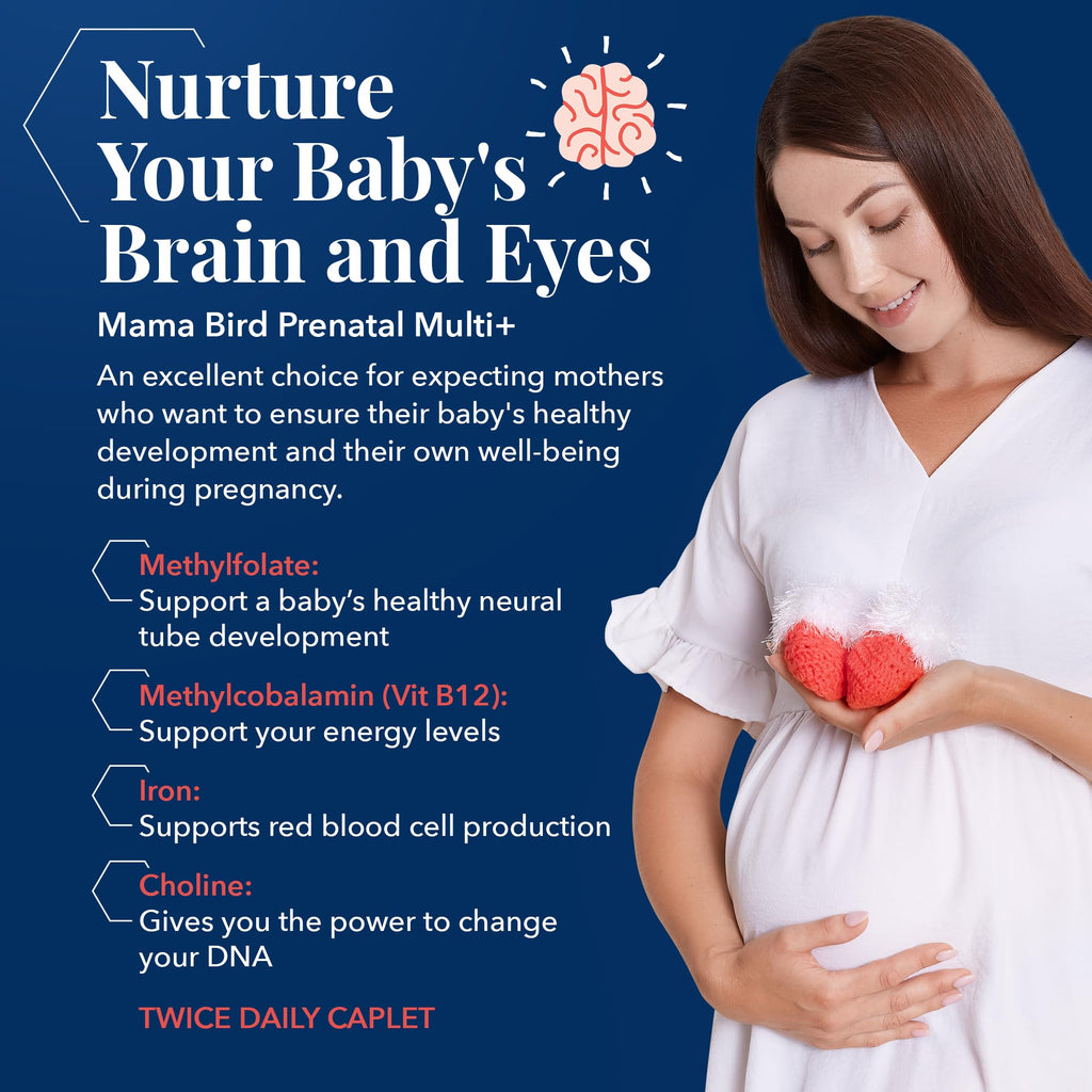 Mama Bird AM/PM Prenatal Multivitamin | Methylfolate (Folic Acid), Methylcobalamin (B12), 100% Natural Whole Food Organic Herbal Blend, Vegan, Twice Daily Vitamin, 60 Count ……