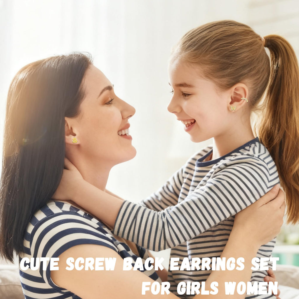 LOFITOR Hypoallergenic Surgical Steel Flat Back Earrings For Women Girls