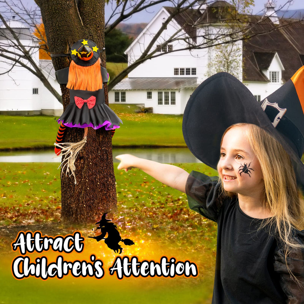 Halloween Decorations Outdoor Crashing Witch: 44'' Flying Crashed Witches Hanging into Tree - Halloween Decor for Yard Garden Porch