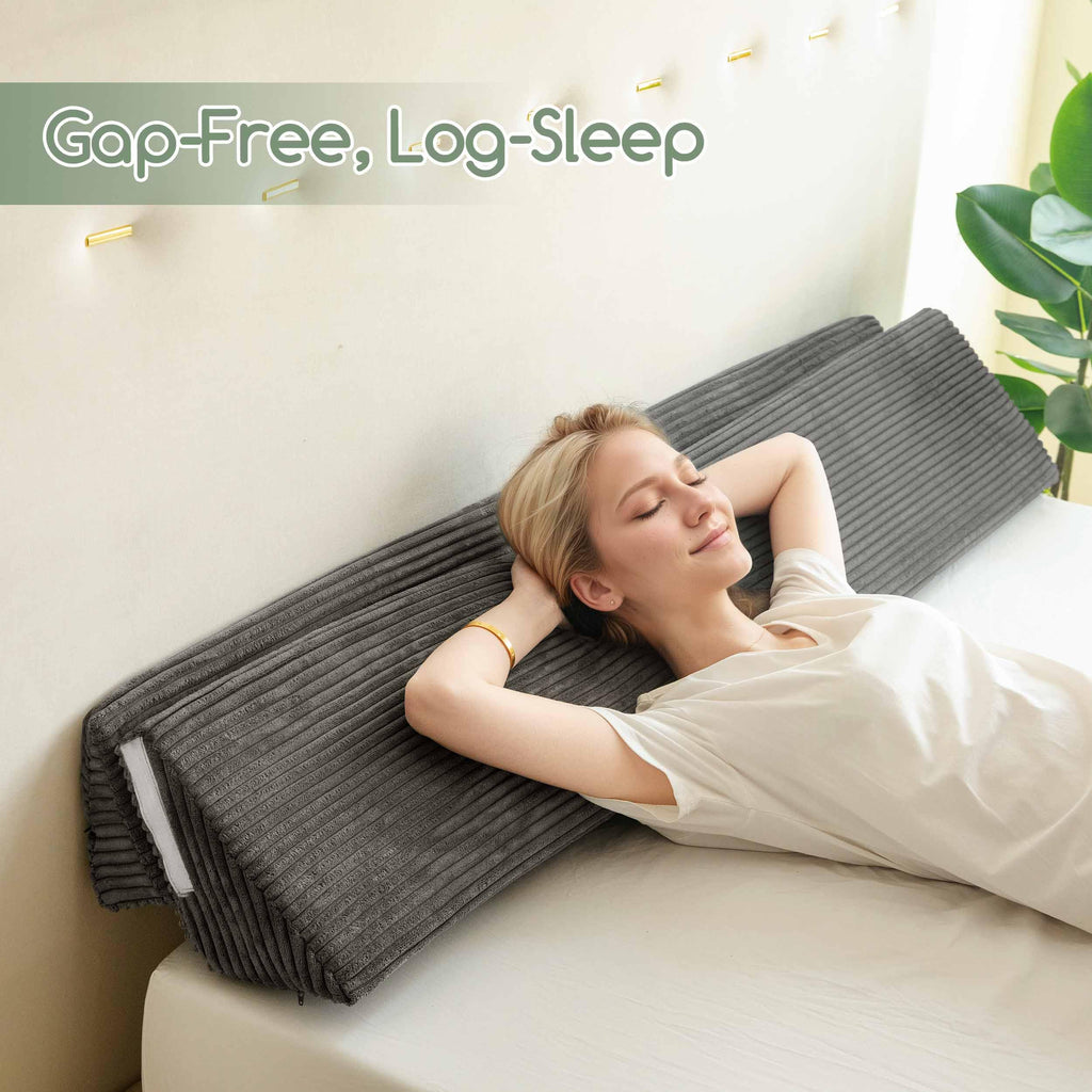 HIGOGOGO King Size Wedge Pillow for Headboard Gap - Multi Functional Mattress Wedge Bed Gap Filler Close The Gap (0-7") Between Your Mattress and Headboard or Wall (Grey 76"x11"x9")