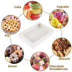 Moretoes 30pcs Cookie Boxes, 16x11x2.5 Inches Auto-Popup Bakery Boxes with Window for Pastries, Pies, Muffins, Chocolate Covered Strawberries