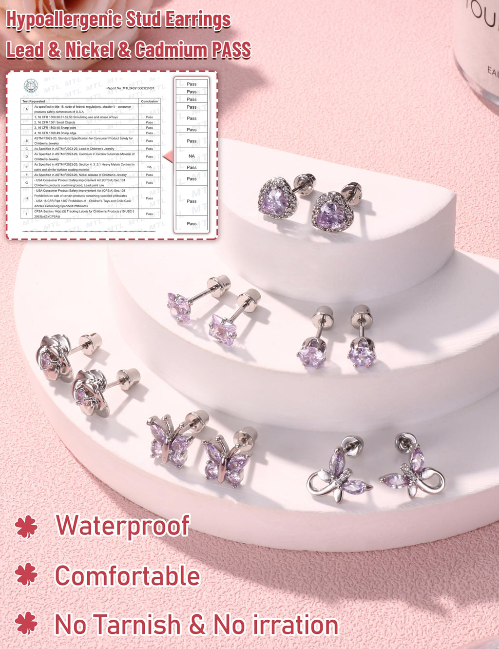THUNARAZ Hypoallergenic Stud Earrings for Girls Women Birthstone Earrings