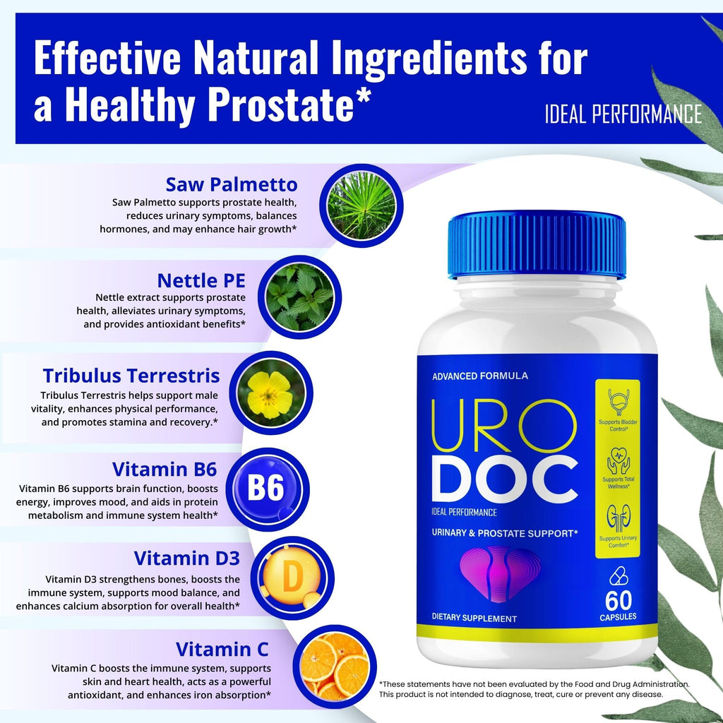 Uro Doc Prostate Health Supplements for Men Capsules, Official Uro Doc All Natural Support Pills - Maximum Strength for Daily Wellness, All Natural Premium UroDoc Health Support Reviews (2 Pack)