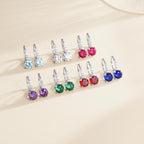 FANCIME 925 Sterling Silver Dangle Earrings Leverback Clasp 6.5mm Ruby Earrings July Birthstone Jewelry Gift for Women Mom Wife Her