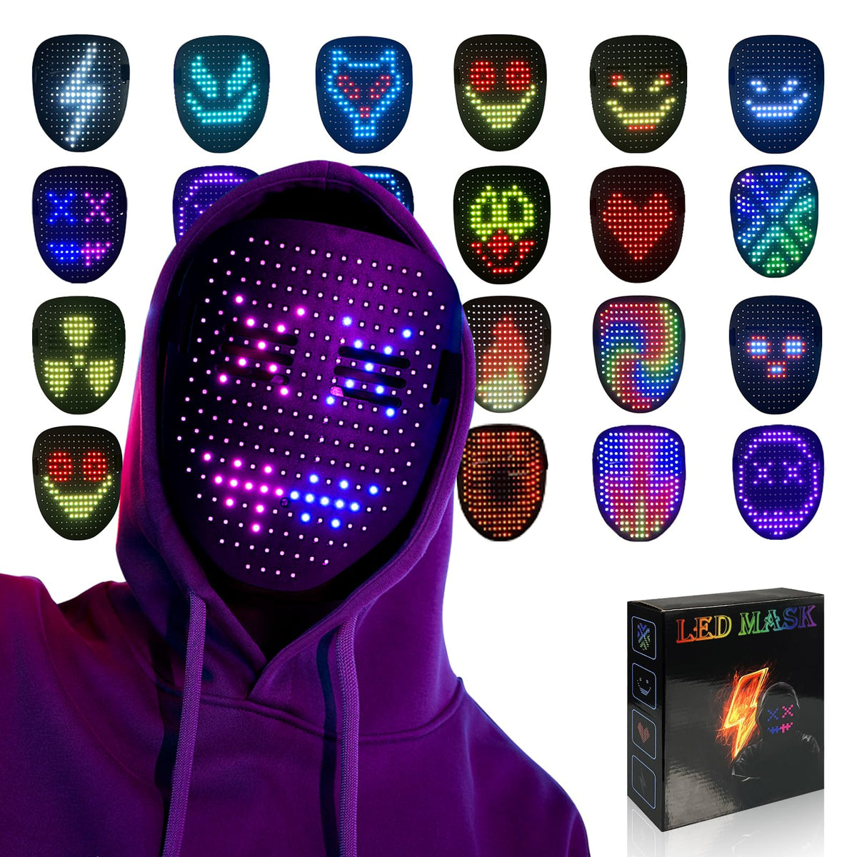 MOYACA Led Mask Light up Mask with Gesture Sensing, Cool Toys Men Boys Gift