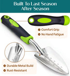 Heavy Duty Gardening Tools - Gardening Gifts for Women, Men, Mom, Dad - Durable, Ergonomic Garden Tools Set (Green)