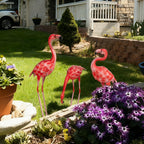 XONOR 3Pcs Flamingo Garden Statues Metal Flamingo Yard Art Outdoor Statues Sculptures for Home Patio Lawn Backyard Décor(Pink&Red)