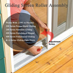 Combo Sliding Screen Door Upper + Lower Roller Assembly Fits Andersen Part #1997063 & #1997310 (1991 to P), 1-1/4" Nylon Concaved, Edge Adjustable, 2 Pairs